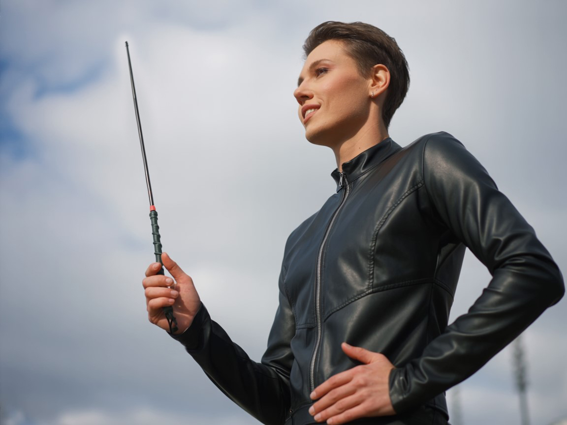 REITSTOCK "Viper"- Flexibler Reitstock in schwarz, mit Kerbung