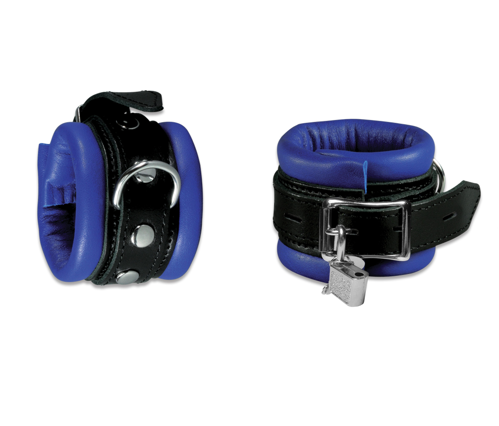 High Quality - Handfesseln schmal blau abschließbar