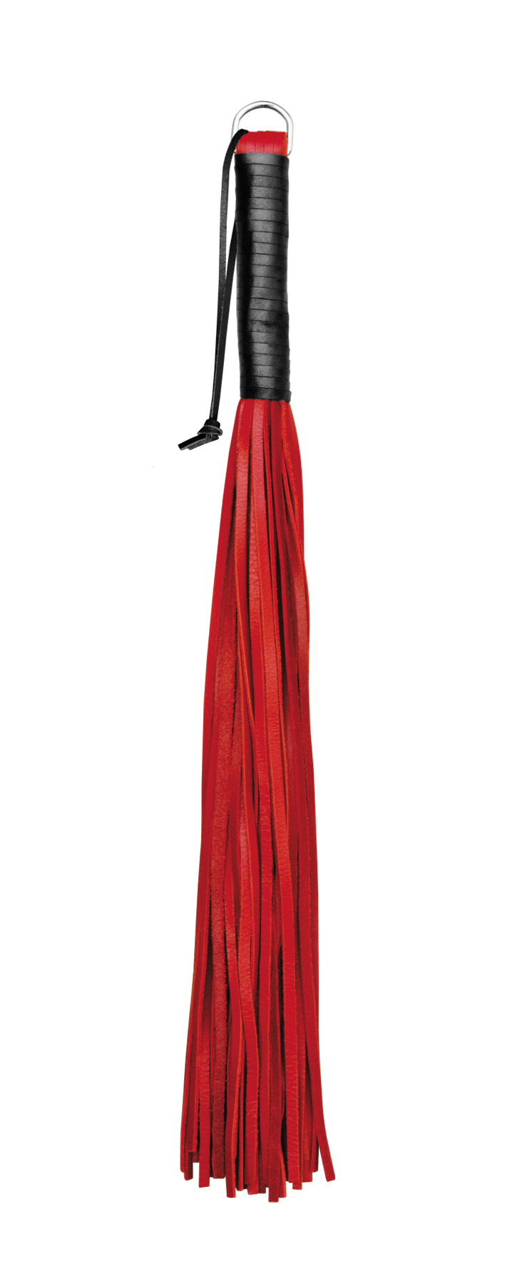 Leder Peitsche - D-Ring rot und soft klein