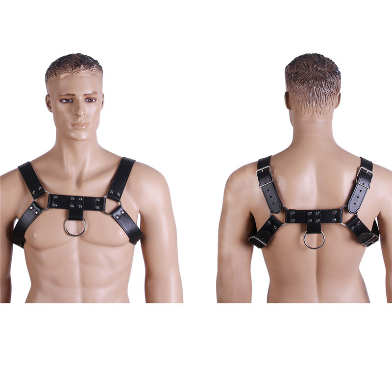 Männer-Harness aus PU-Leder in schwarz