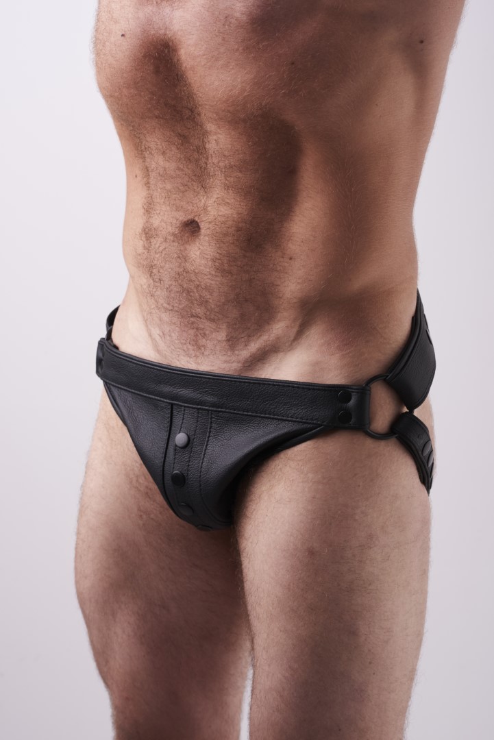 Leather Jock Snaps Black