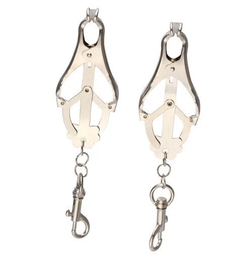 Japanische Butterfly-Nippelklemmen mit Karabiner 1 Paar