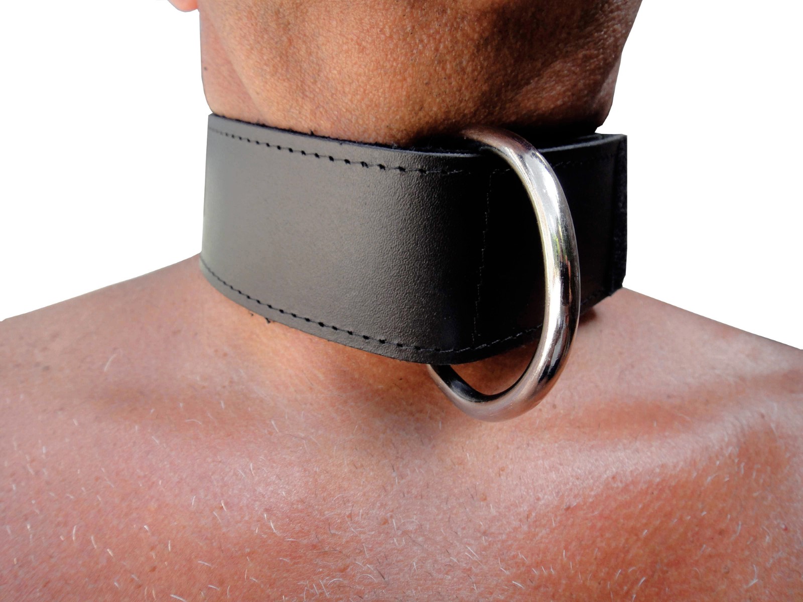 Leder Halsfessel mit großem D-Ring