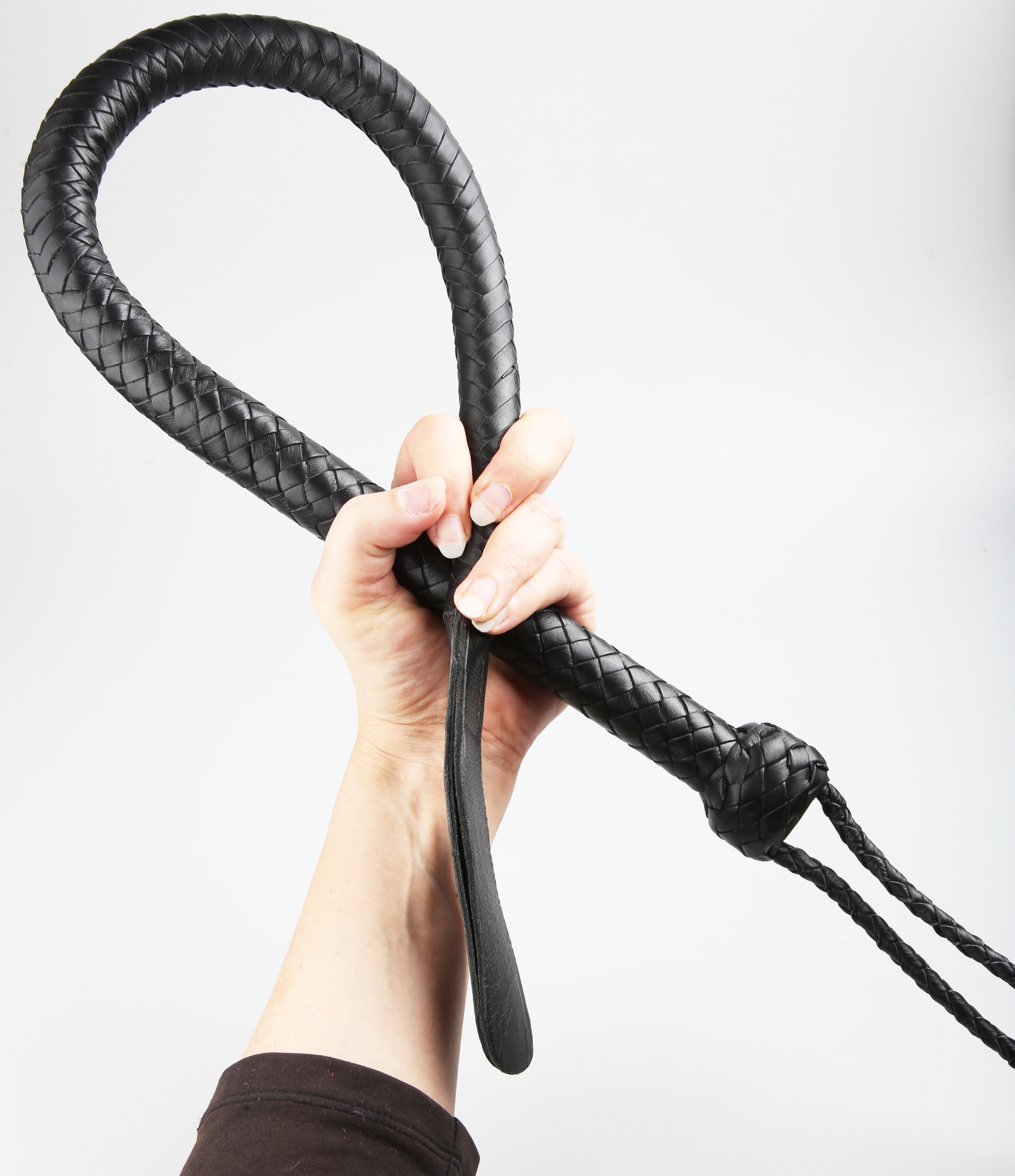 Kantschu black - Single Tail Whip - mit Klatsche 90cm Schwarz