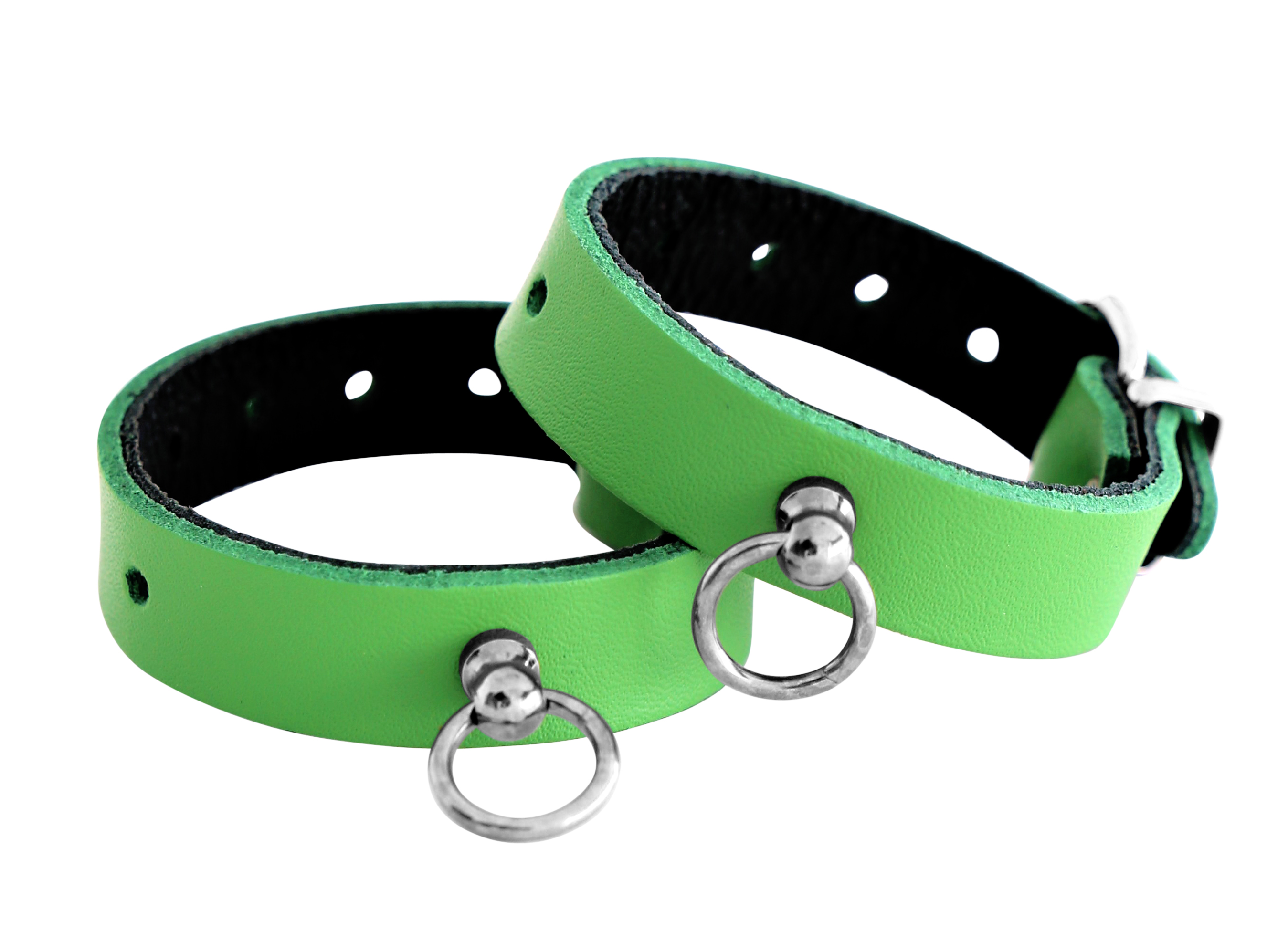 Leder Handfesseln der O - Grün
