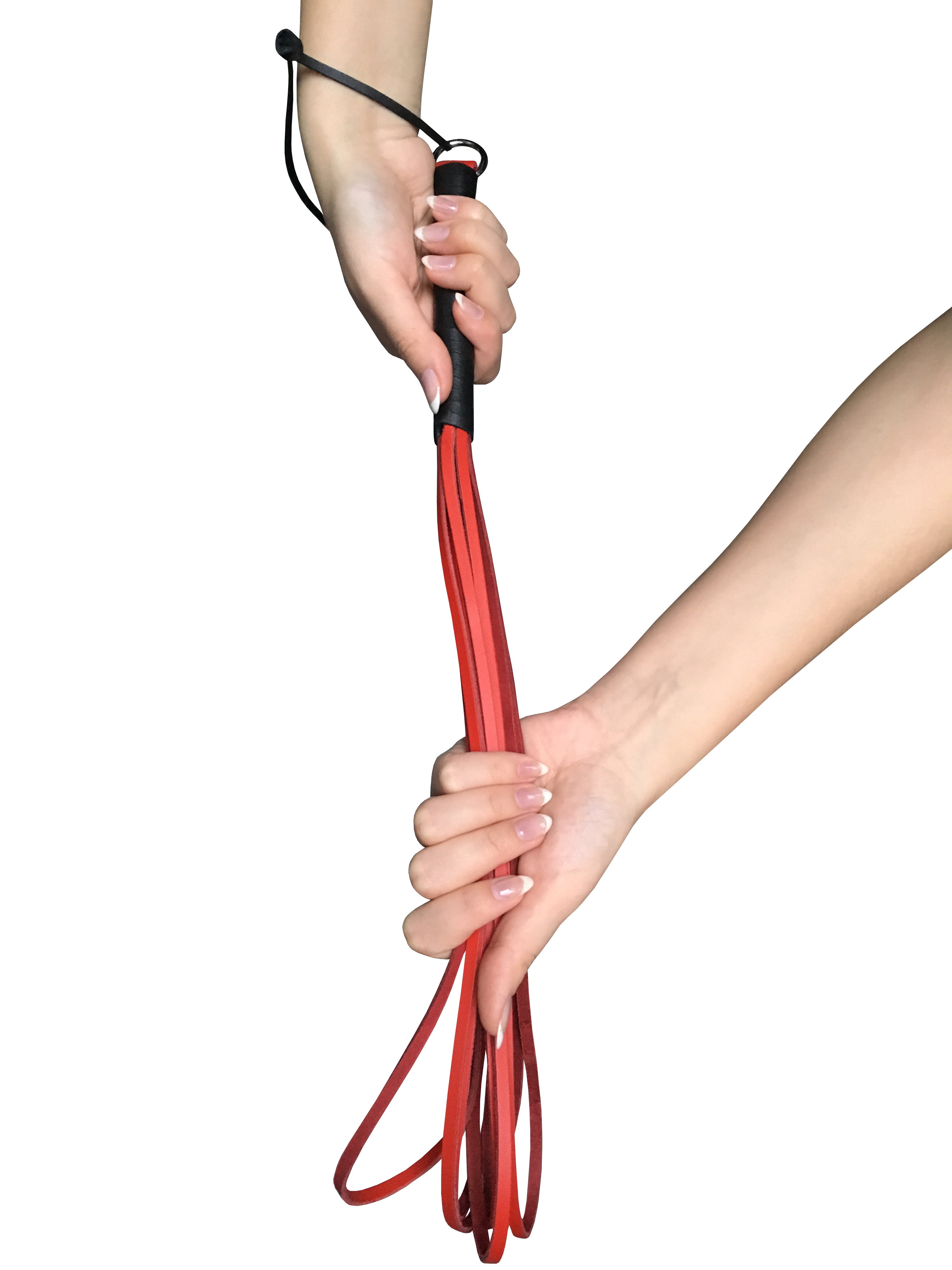 Peitsche aus robusten Lederriemen ROT