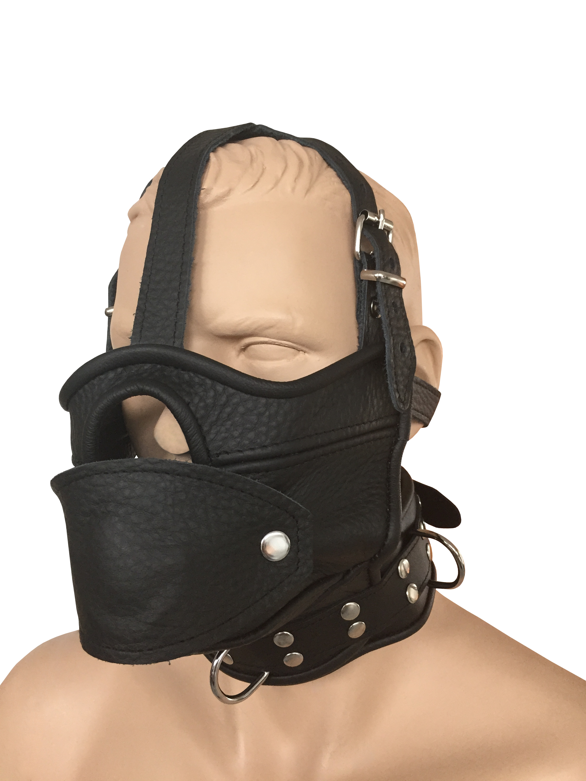 Maske Mundknebel und integrierte Halsfessel
