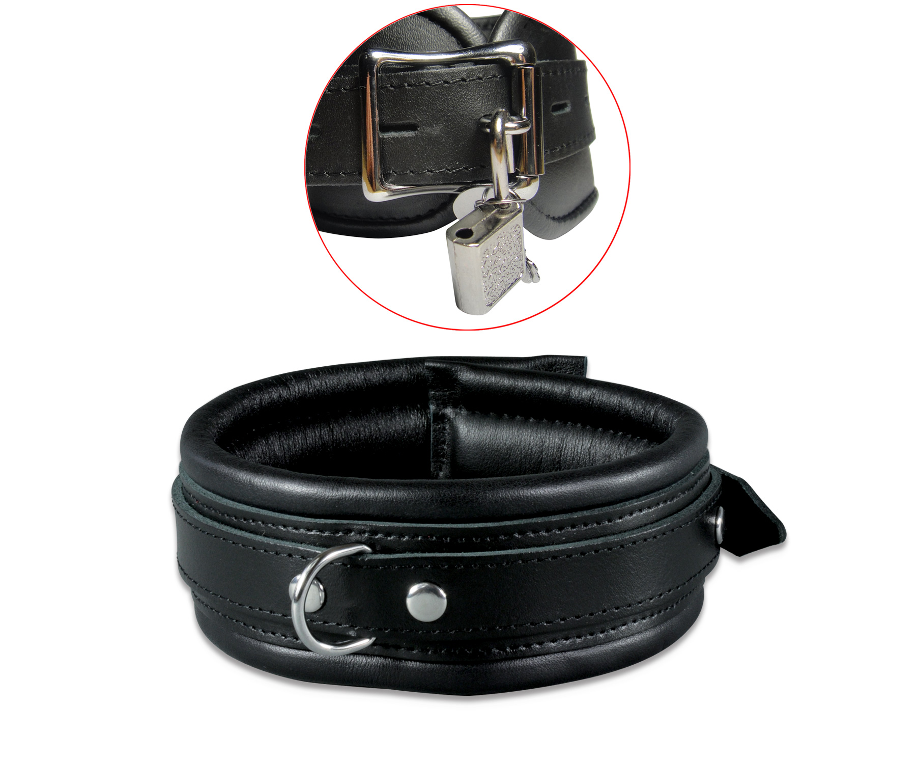High Quality - Leder Halsfessel Schwarz abschließbar