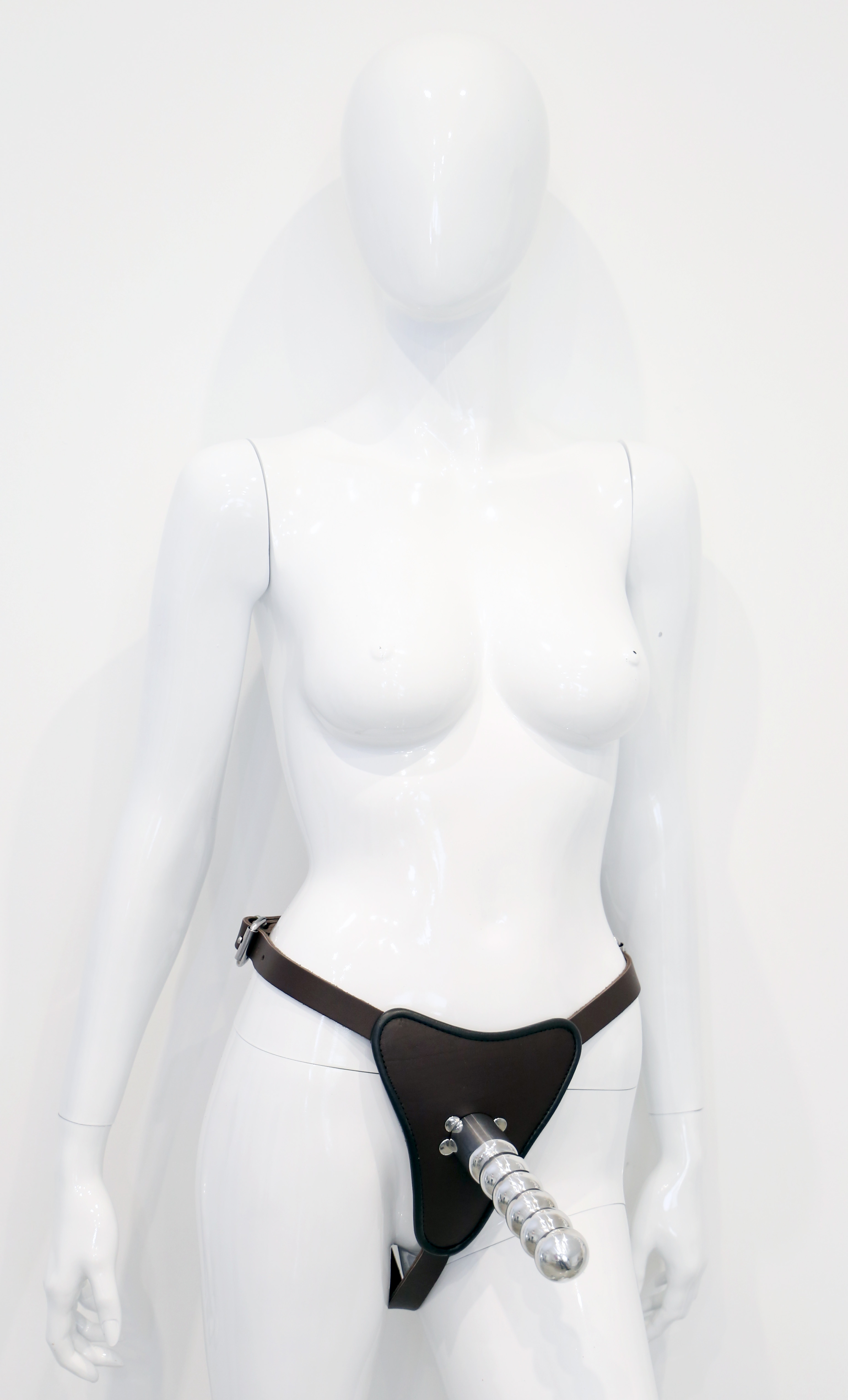 Frauen Strap On mit Aluminium Dildo "brown luxury"
