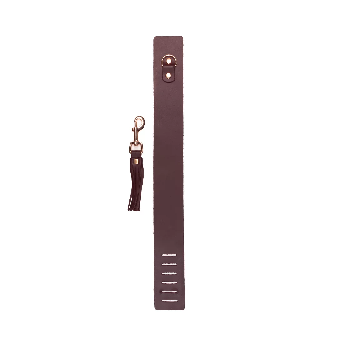 Lederhalsband mit Peitsche Burgundy / Roségold