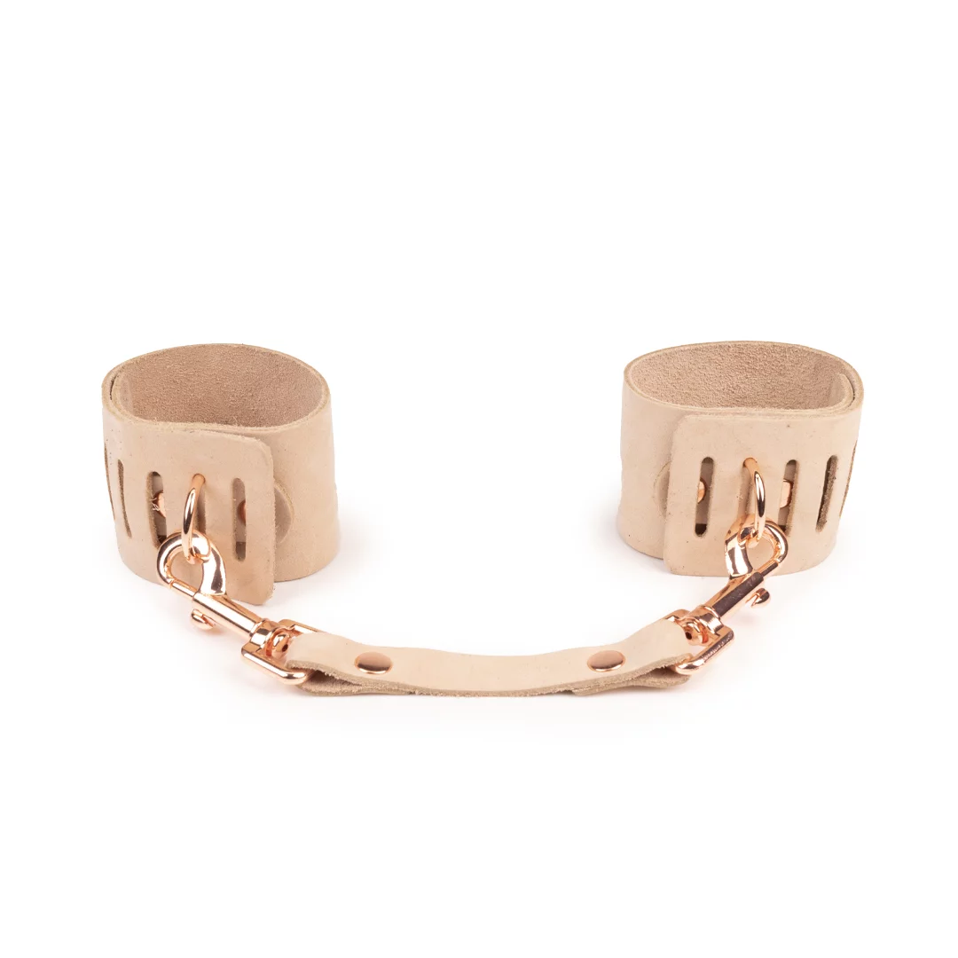 Lederhandfesseln Nude / Roségold