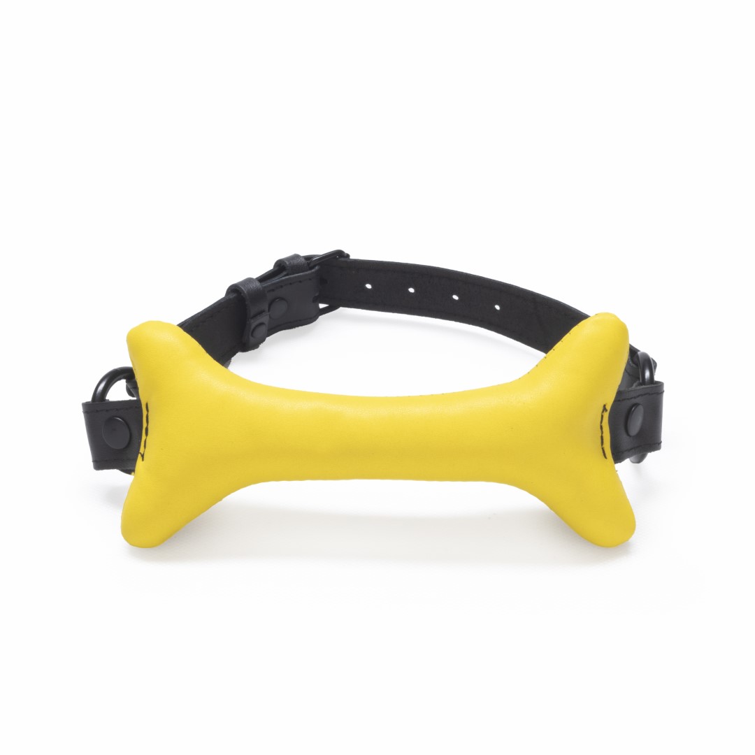 Doggy Leder Knochen Knebel Gelb
