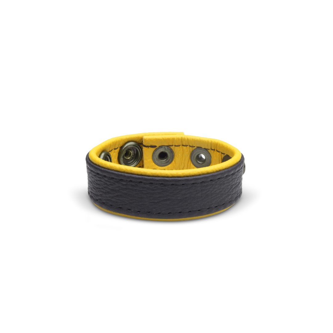 Soft Leder Cockring Schwarz/Gelb