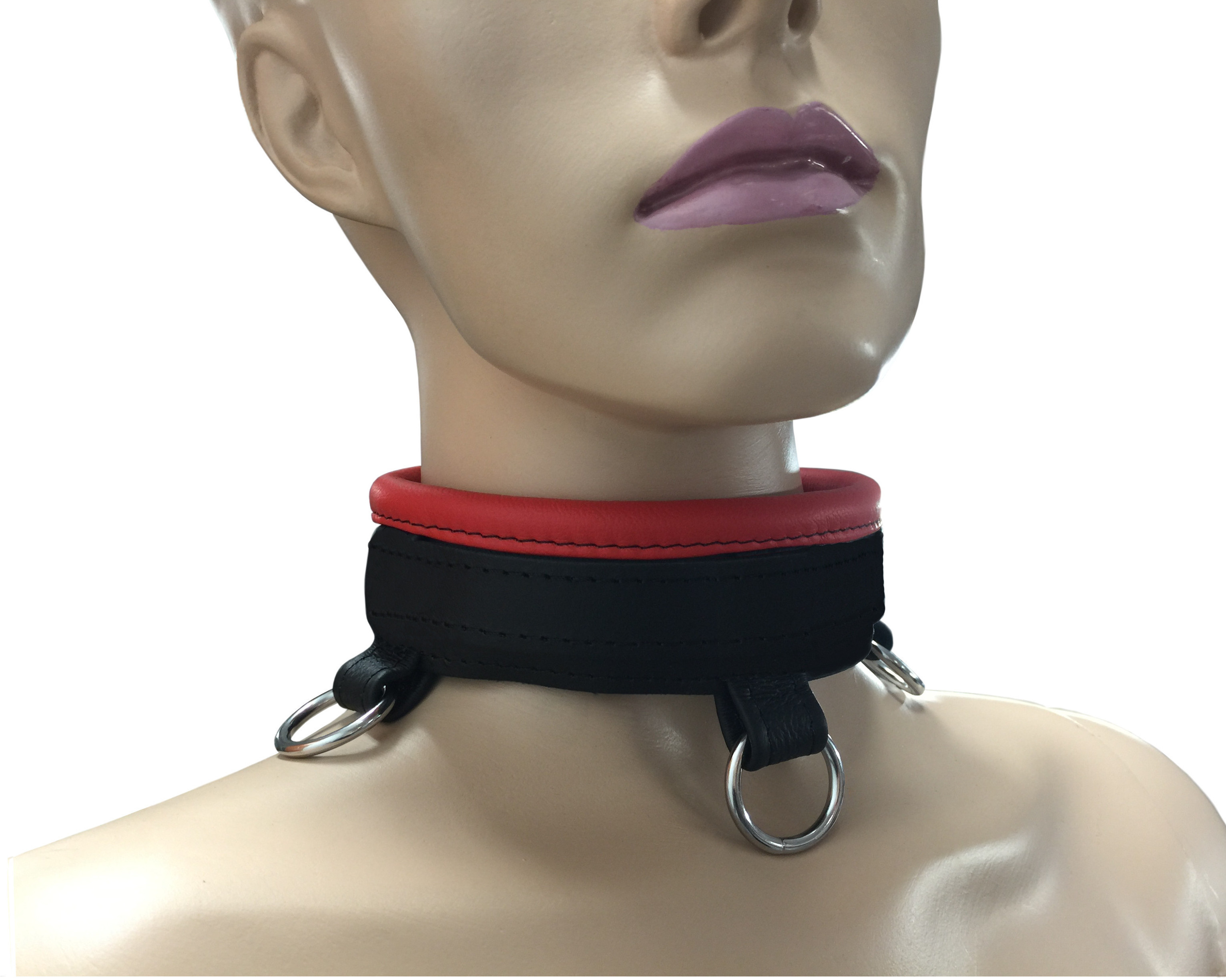 Leder Halsfessel Rot/Schwarz