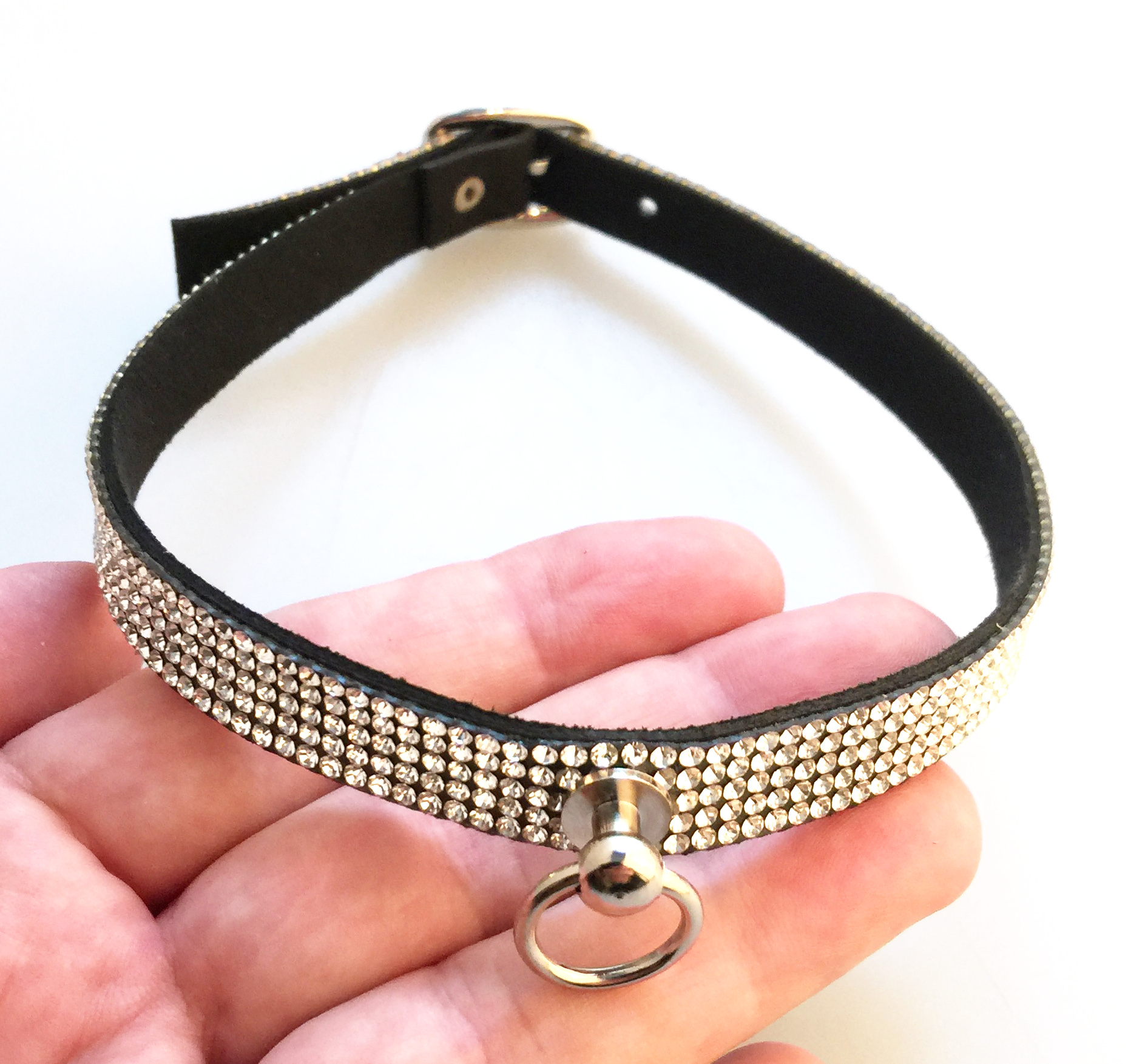 Halsband der O schwarz 1,2cm mit Strass