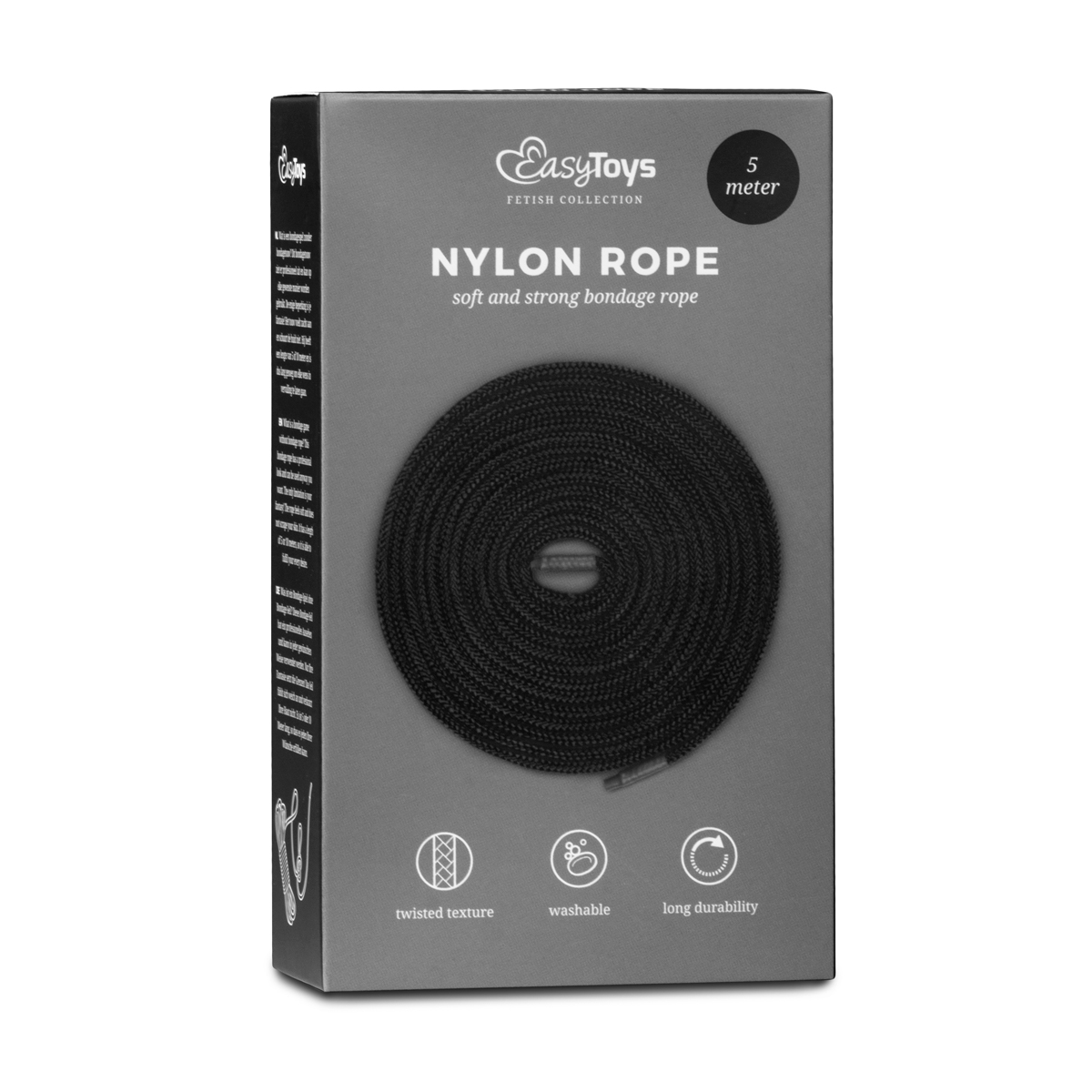 Schwarzes Bondageseil - 5 m Nylon