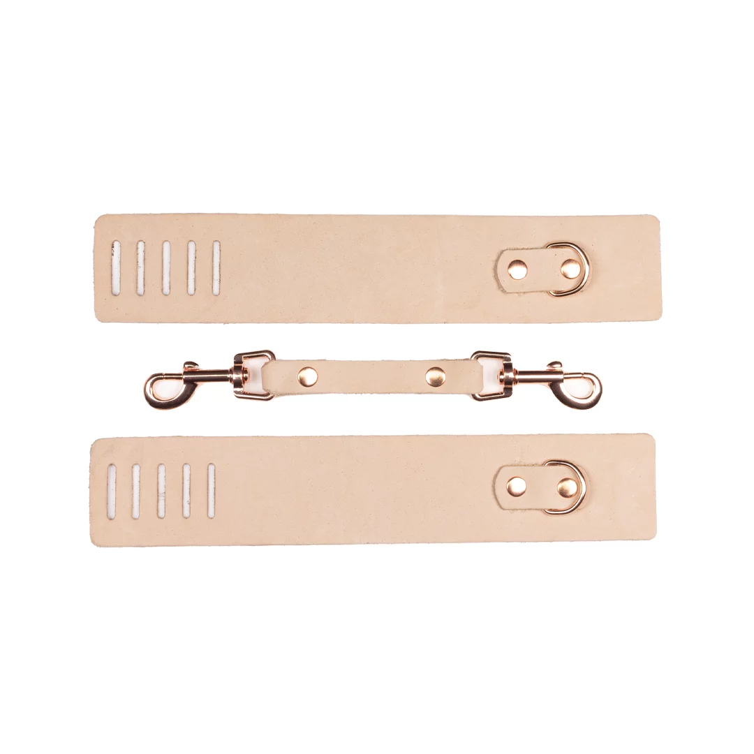 Lederhandfesseln Nude / Roségold
