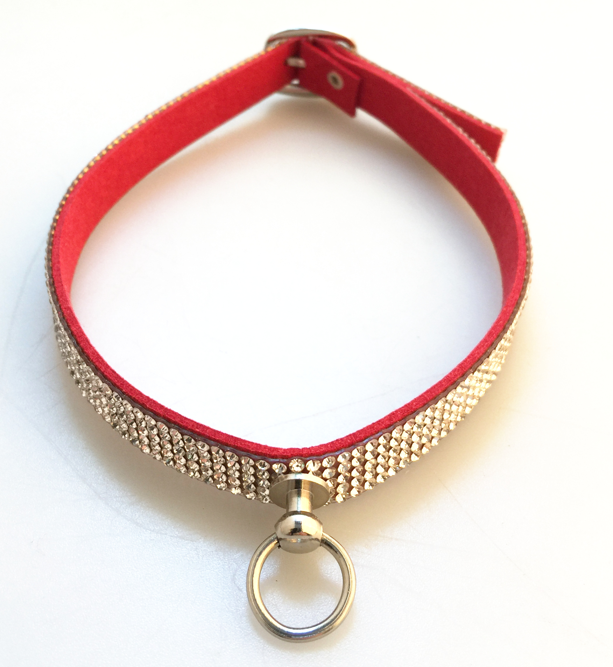 Halsband der O rot 1,2cm mit Strass