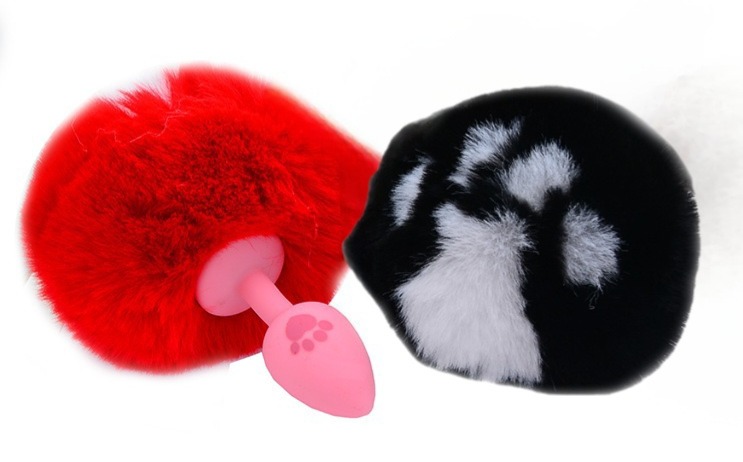 Niedlicher Buttplug aus Silikon für Petplay in rot oder schwarz