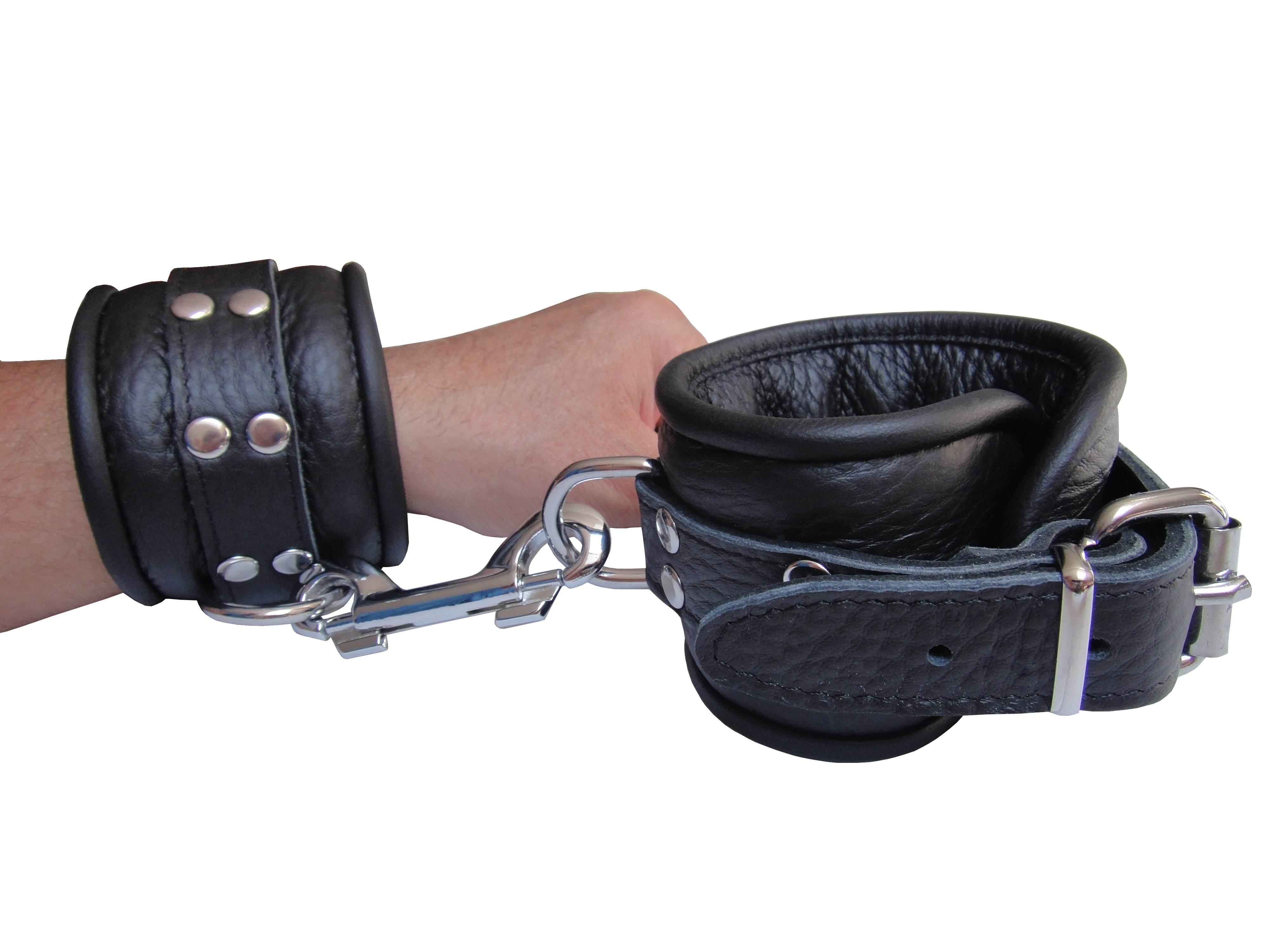 Leder Handfessel Schwarz Professional