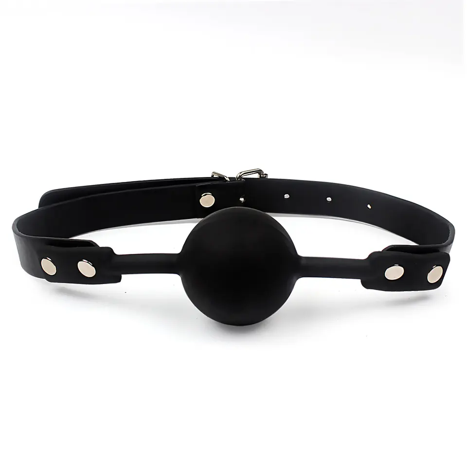 LEDER KNEBEL - Ballknebel schwarz Silikon